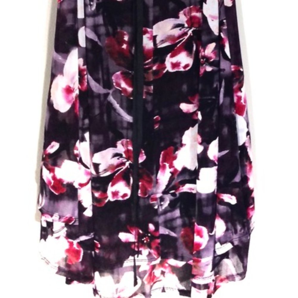 VERA WANG-Sheer Floral Layered Hi-Lo Dress - Picture 8 of 12